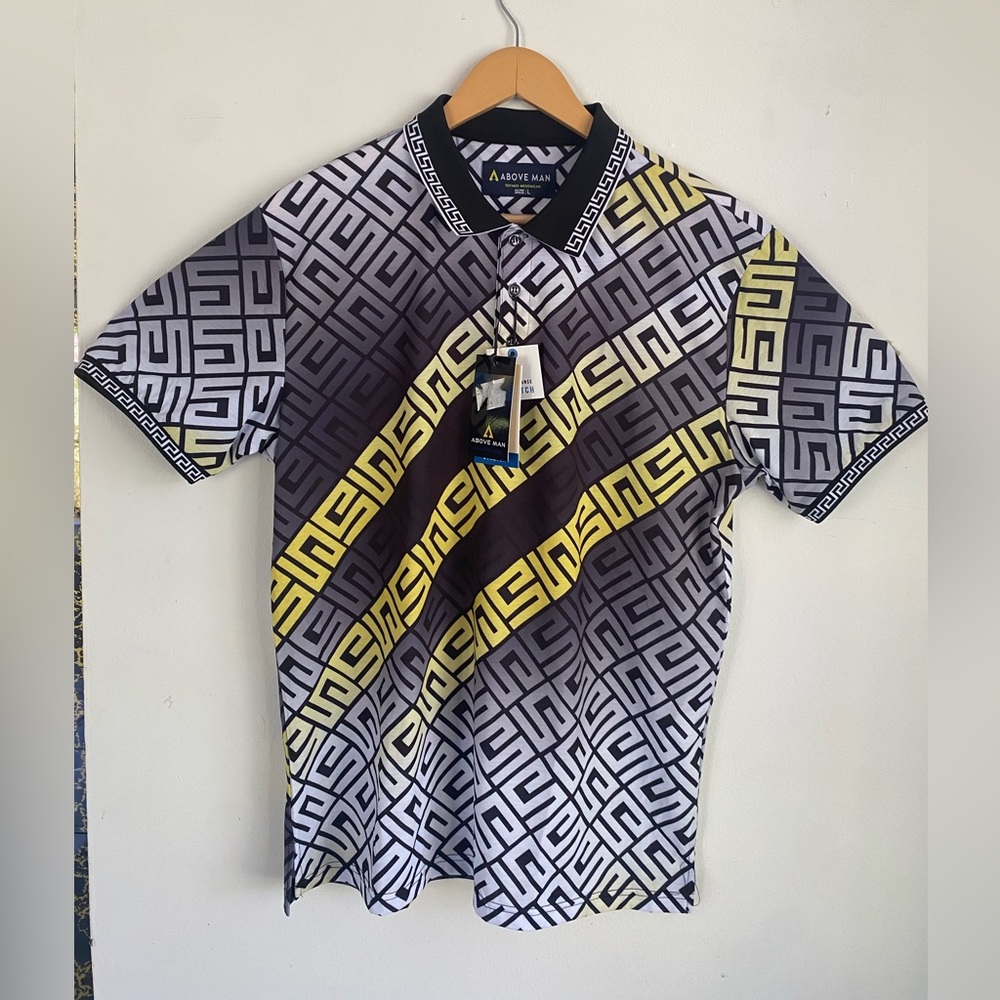 Geometric Patterned Shirt - Black, Gray, Yellow
